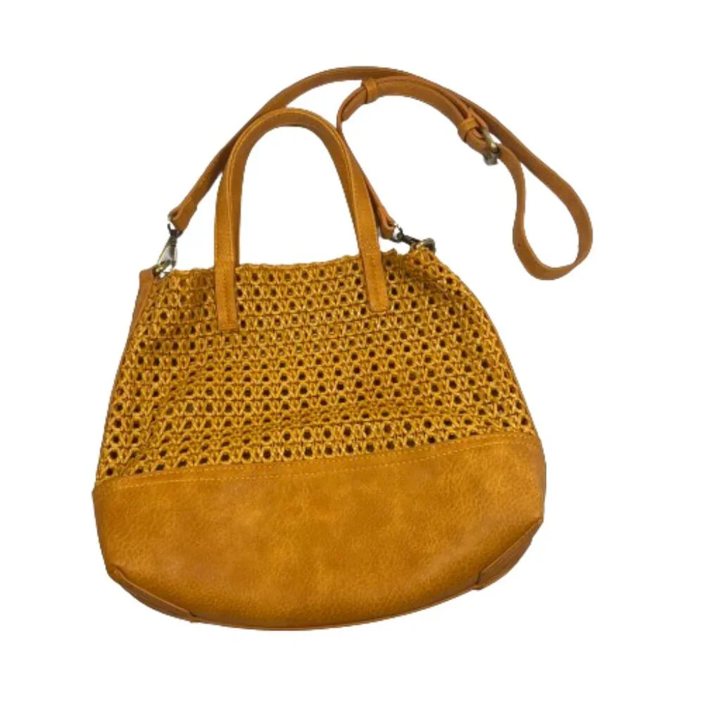 Anthropologie Womens Crossbody Bag‎ With Pouch Insert Mustard Yellow Boho Purse